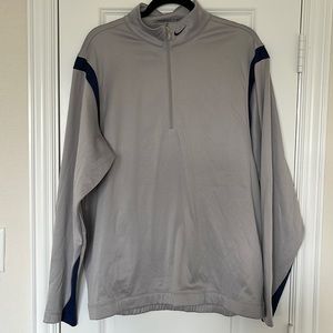 NIKE Golf Therma-Fit Pullover Sweater 1/4 zip, Blue Logo, Size Lg